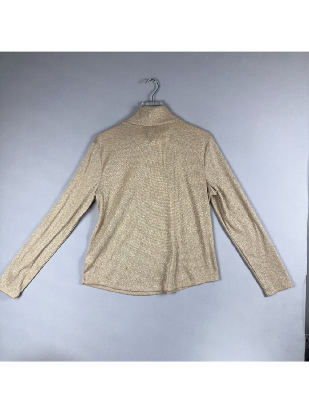 Gap Turtleneck Sweater Top Size XL Gold Metallic Long Sleeve Classic Ribbed - Picture 5 of 12